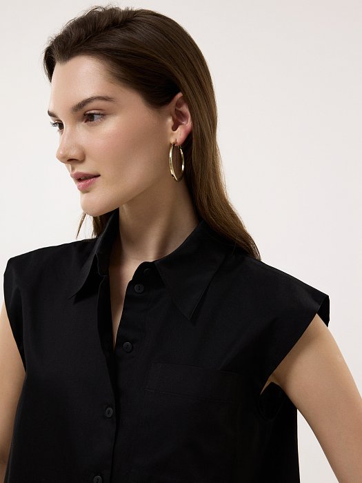 Хлопковая рубашка без рукавов: фото №3