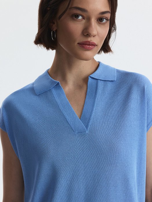 Вязаное поло из вискозы: фото №4