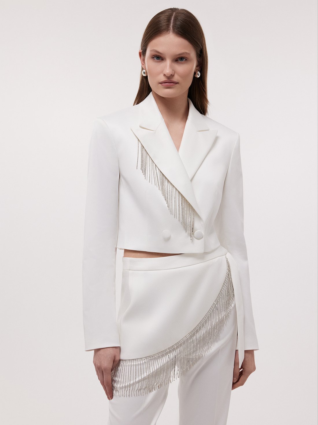 Атласный жакет со съемными стразами: фото №1
