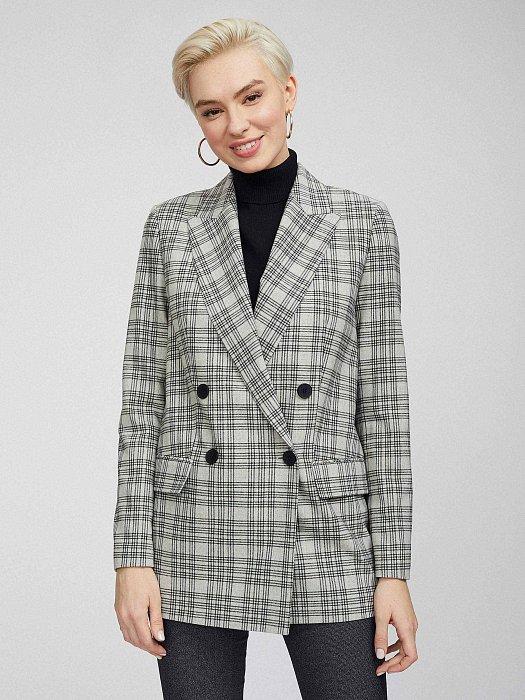 Прямой жакет в клетку: фото №2