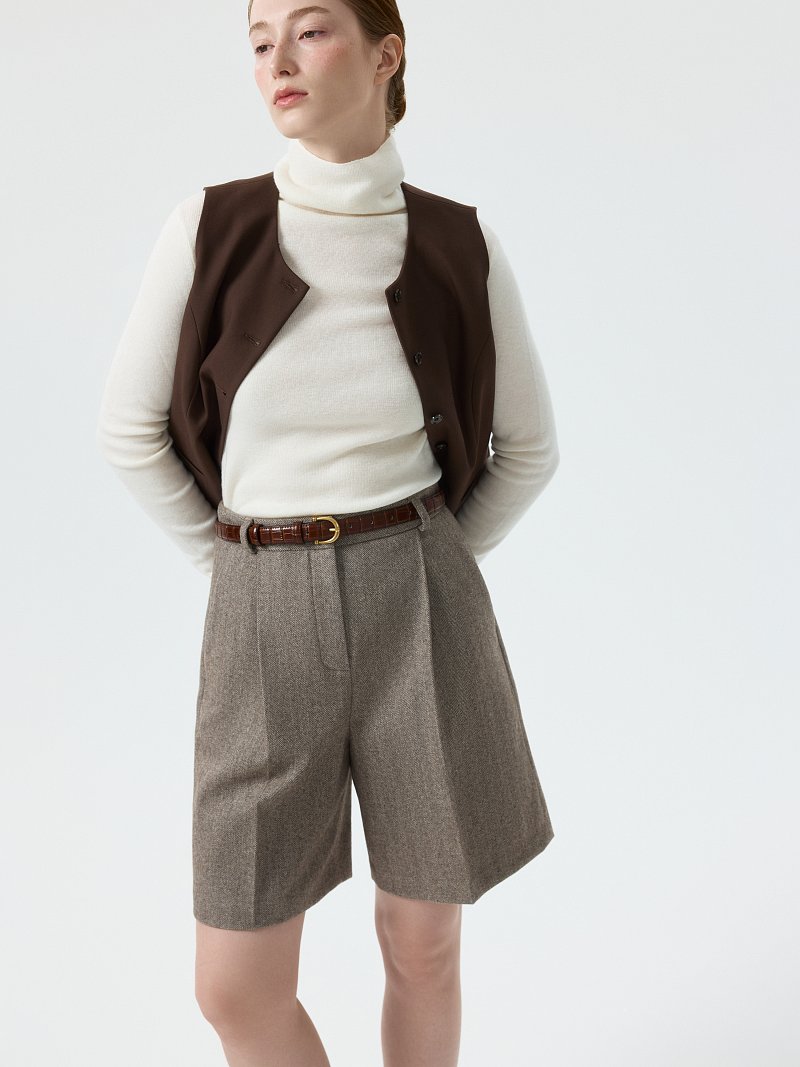 Шорты из твида «в елочку»