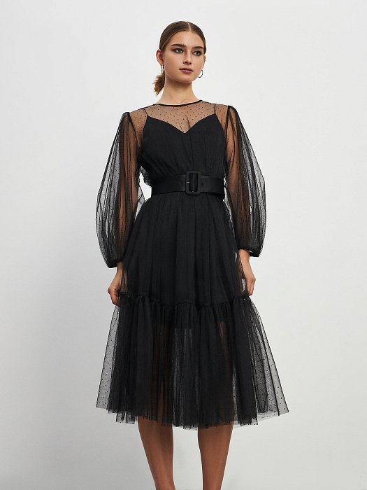Платье-миди из полупрозрачной ткани: фото №6