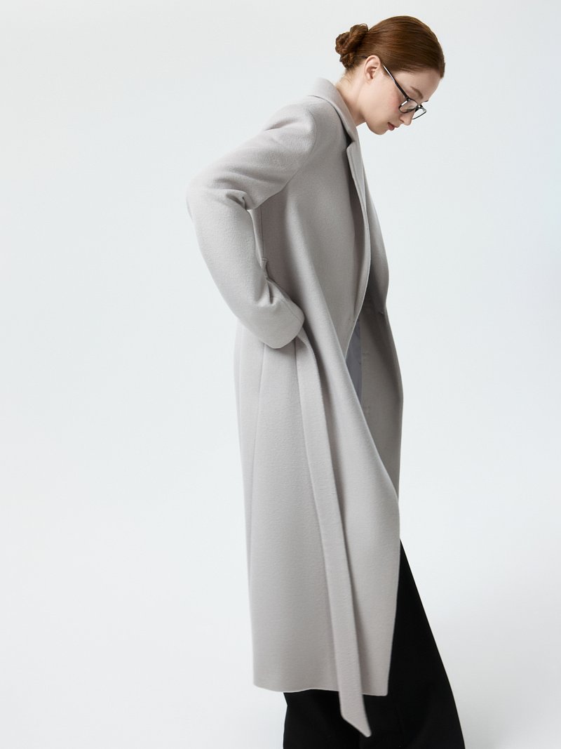 Прямое пальто из шерсти и кашемира