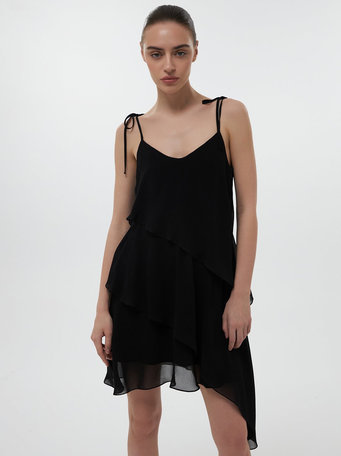 Асимметричное платье из шифона: фото №1