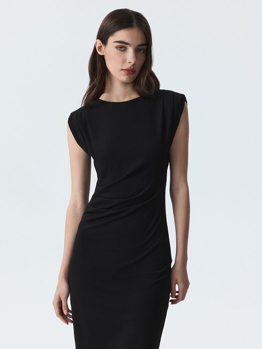 Трикотажное платье-мини с драпировками: фото №3