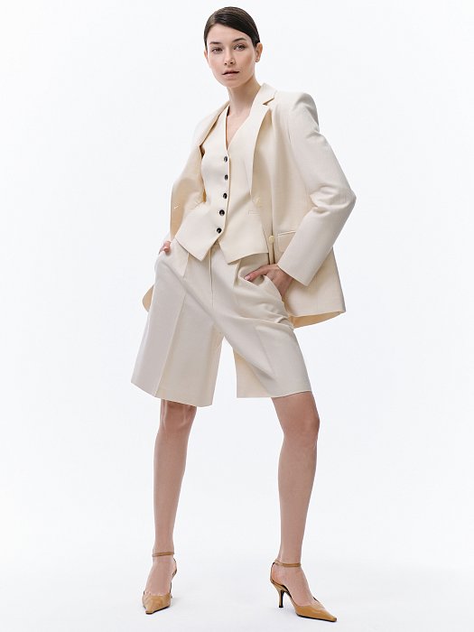 Прямой жакет из смесового льна: фото №4