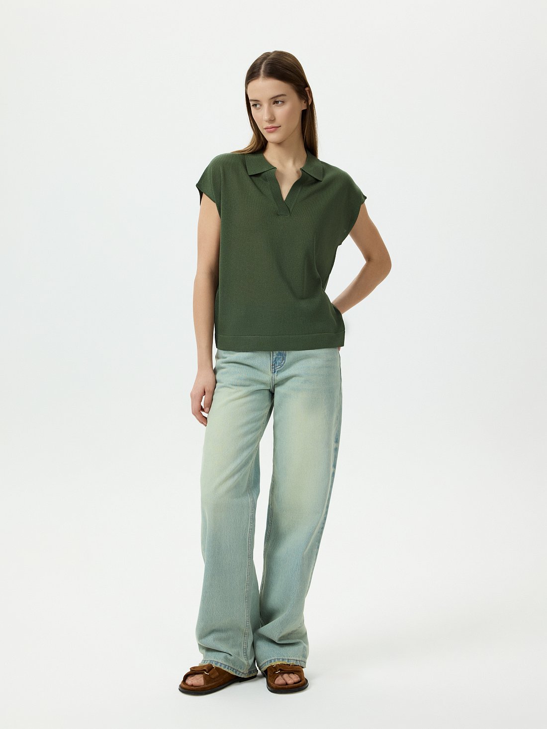 Вязаное поло из вискозы: фото №1