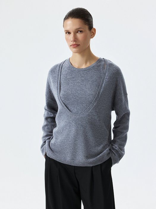 Шерстяной джемпер с вырезом: фото №4