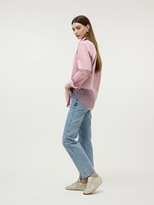 Хлопковая рубашка с органзой: фото №5