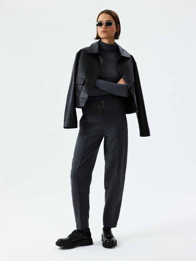 Зауженные брюки из фланели