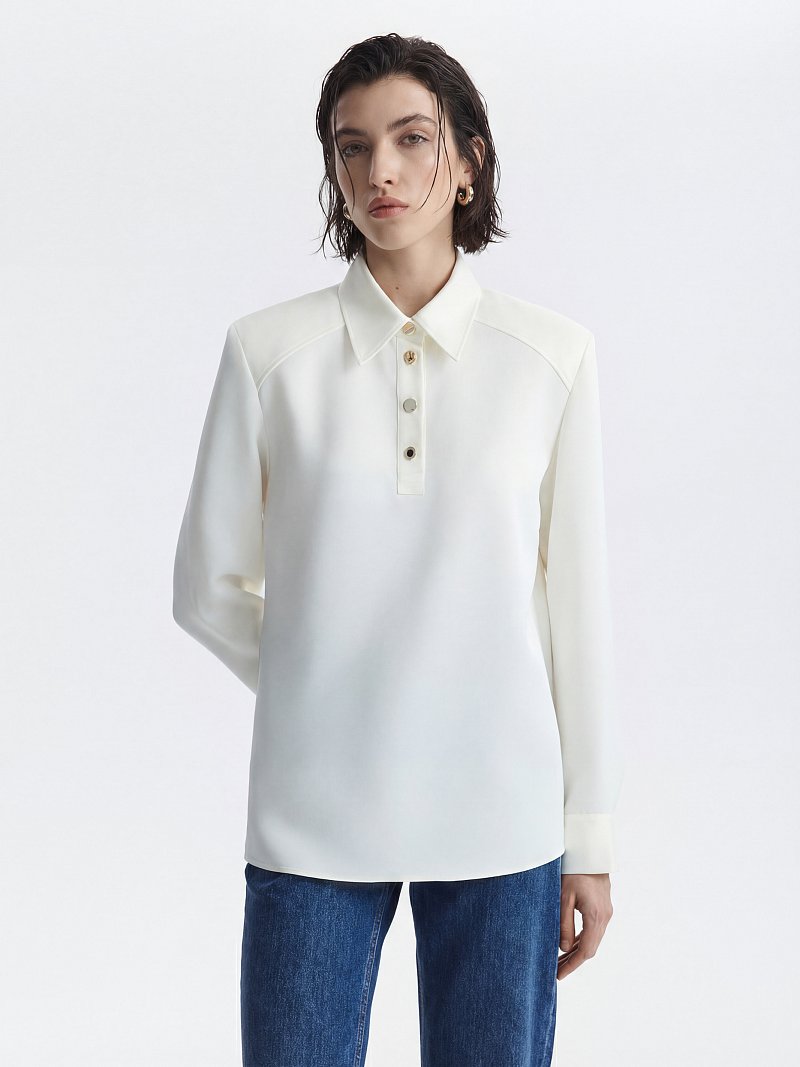 Атласная блуза-поло (Р158)