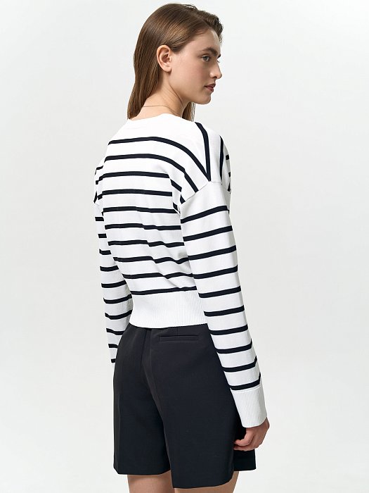 Укороченный кардиган в полоску: фото №7