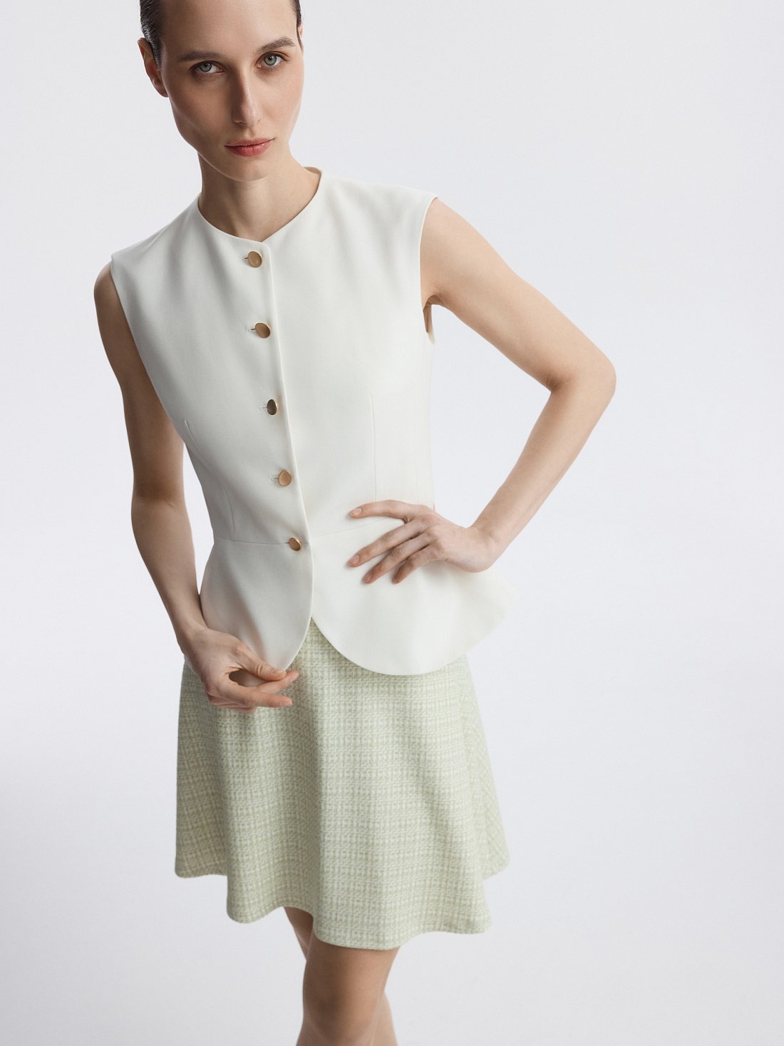 Расклешенная юбка из твида: фото №1