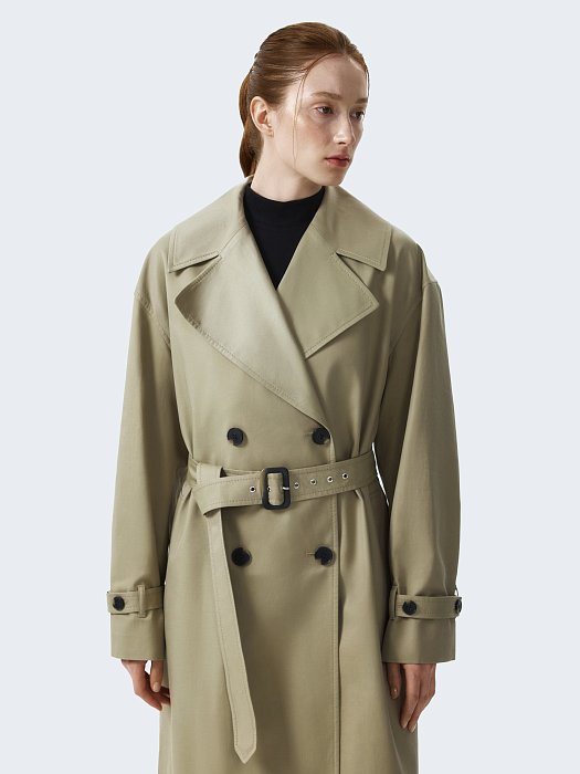 Двубортный тренч с хлопком (Р158): фото №6