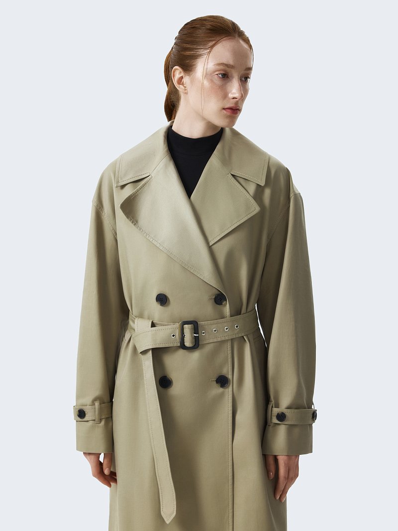 Двубортный тренч с хлопком (Р158)