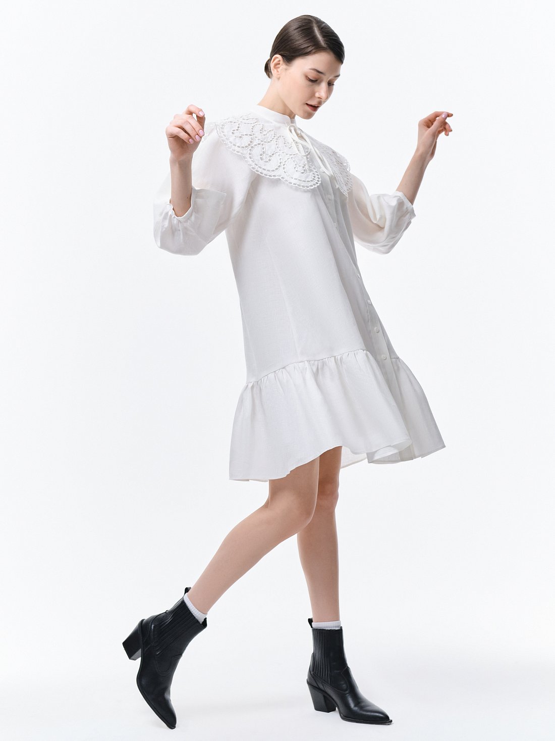 Льняное платье со съемным воротником: фото №1