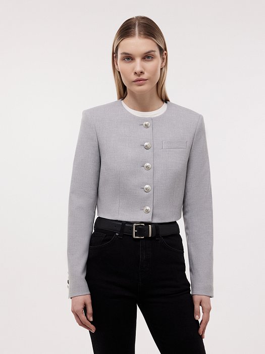 Укороченный жакет из костюмной ткани: фото №2