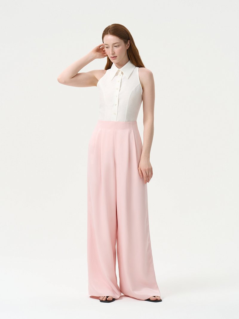 Атласные брюки-палаццо