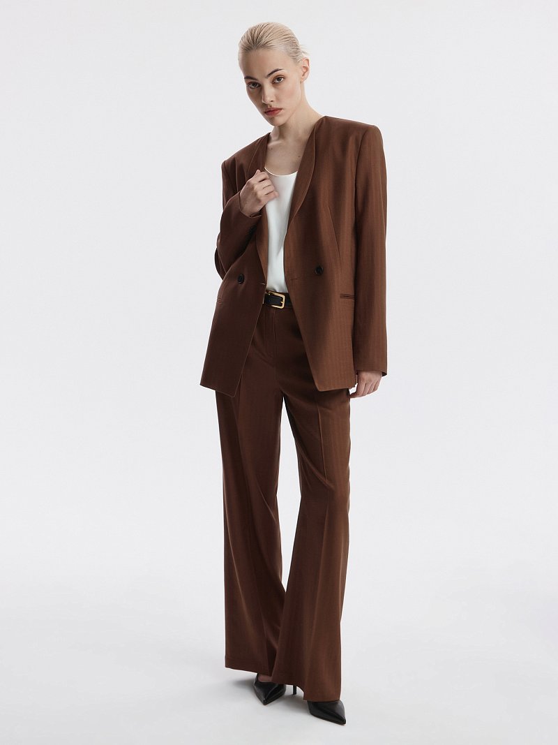 Двубортный жакет из тенселя и льна