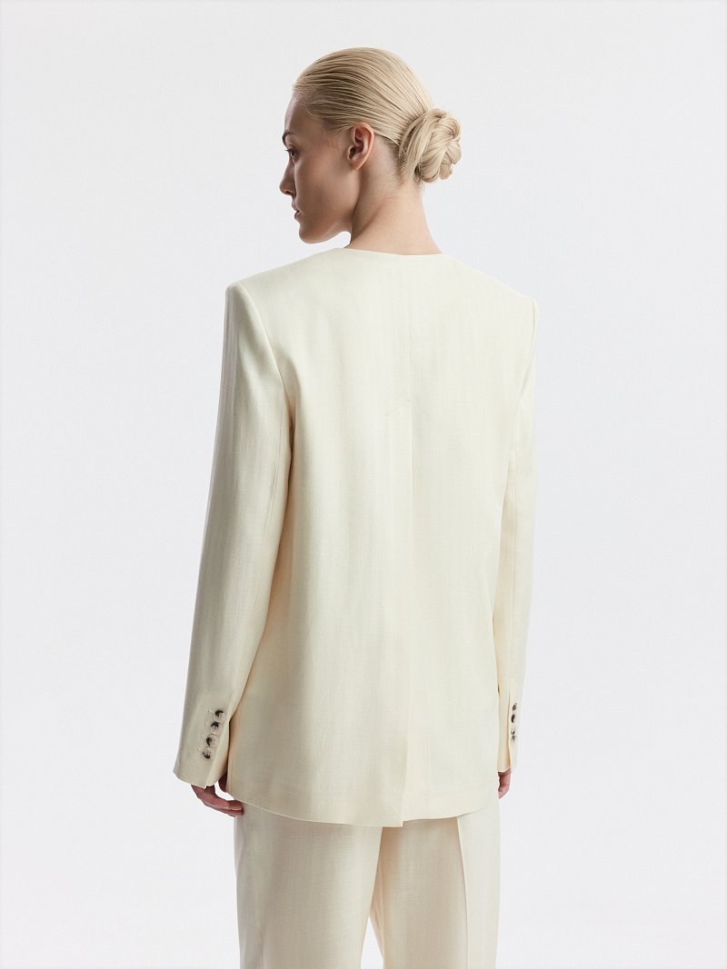 Двубортный жакет из тенселя и льна (Р158)