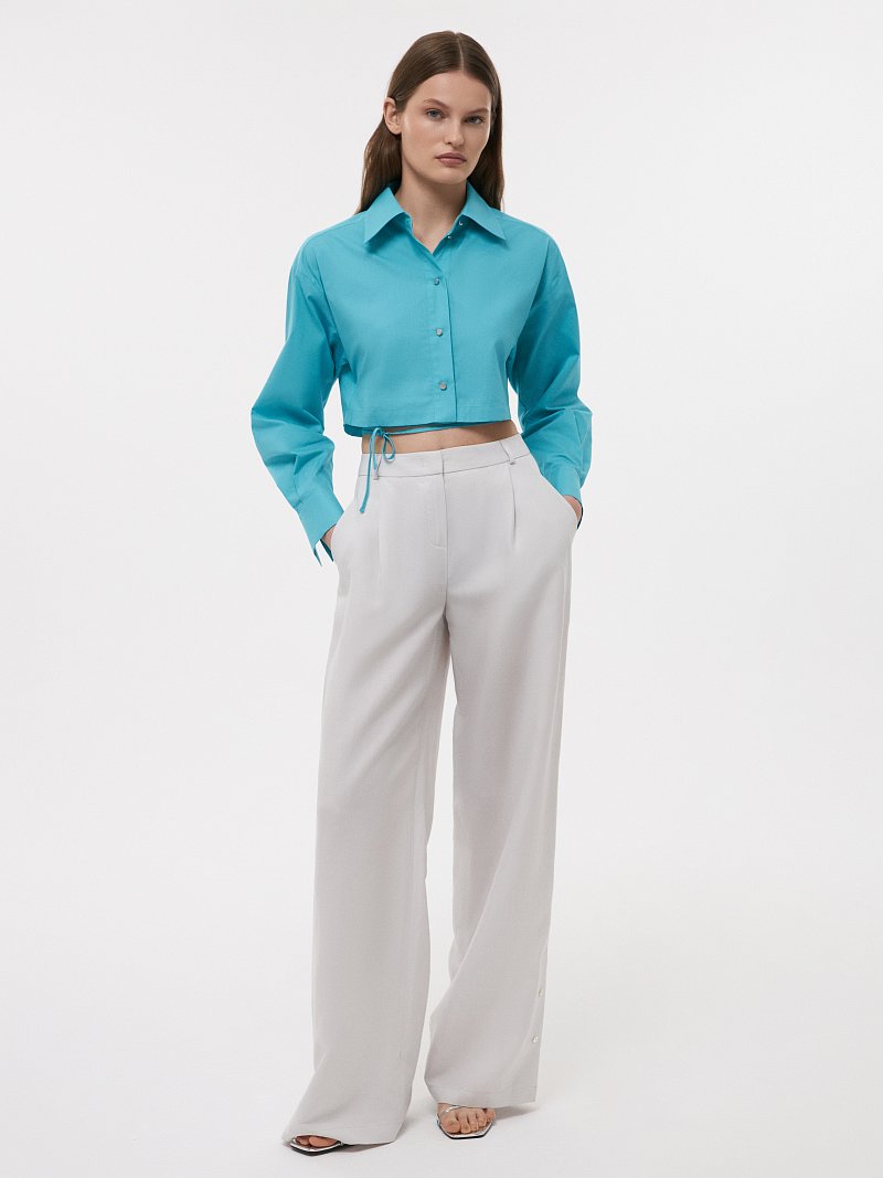 Укороченная рубашка со шнуровкой