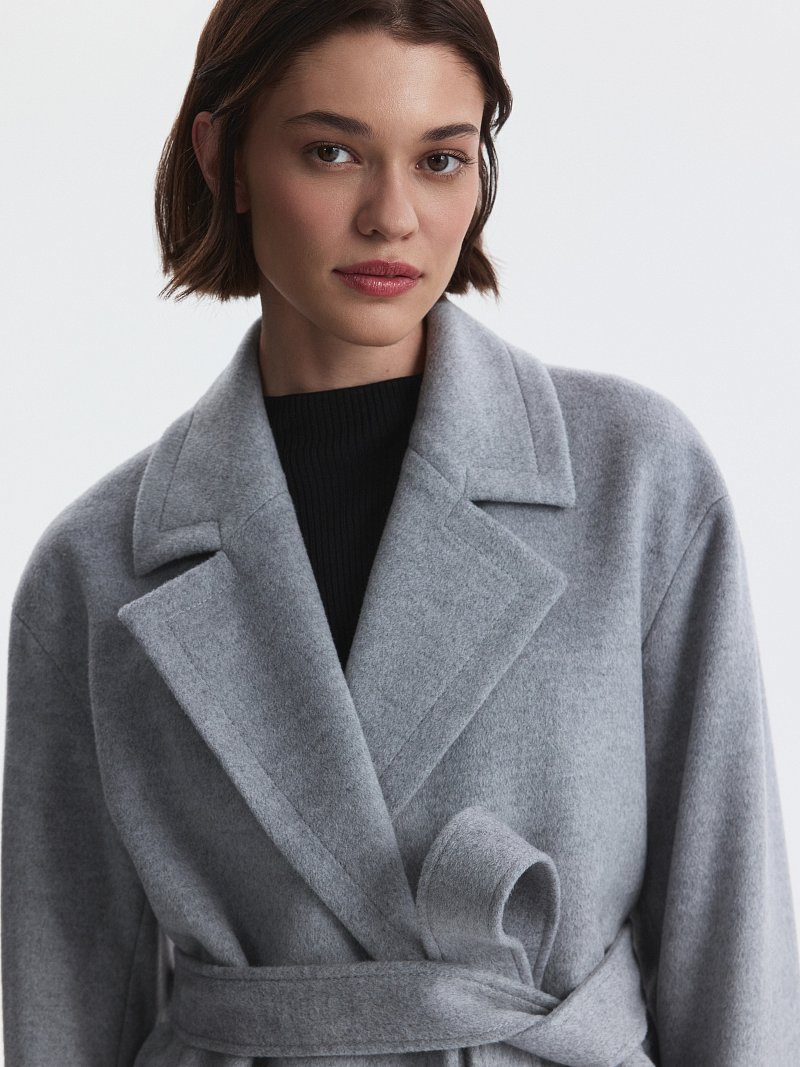 Пальто-халат из 100% шерсти