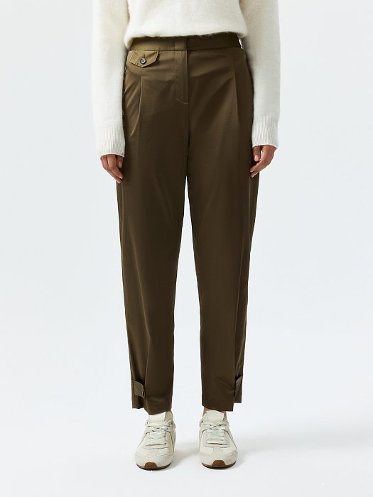 Атласные брюки с защипами: фото №3