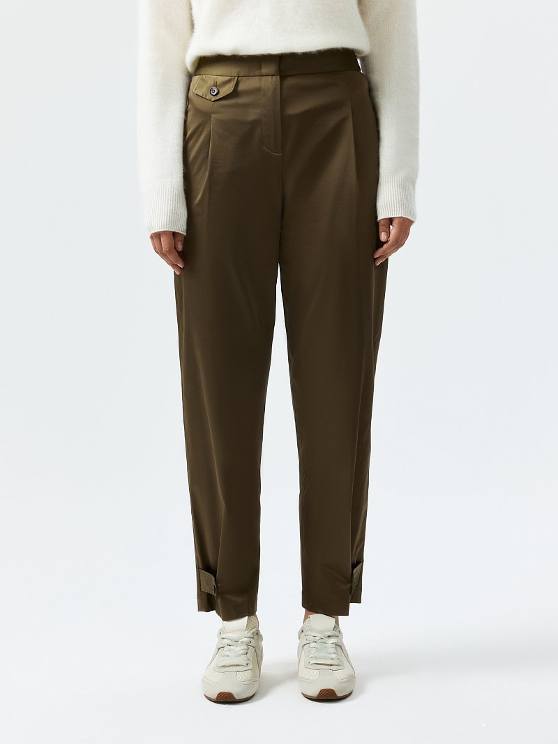 Атласные брюки с защипами