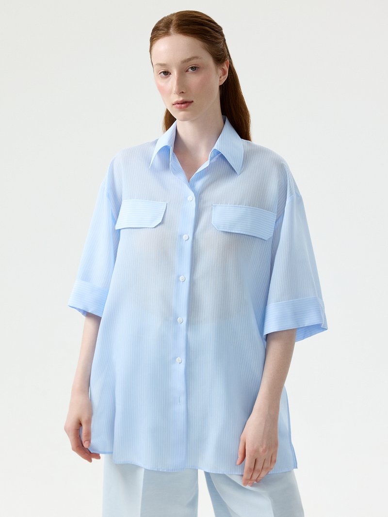 Рубашка из тонкой вискозы в полоску