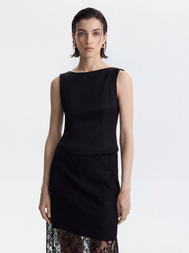 Атласный топ на молнии