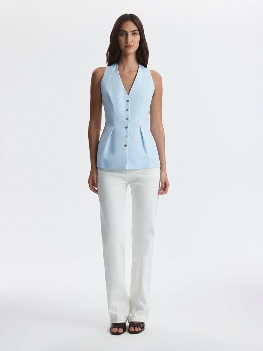 Льняной жилет с баской (Р158): фото №5