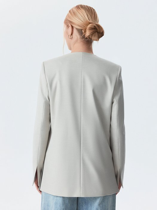Прямой жакет без лацканов: фото №5
