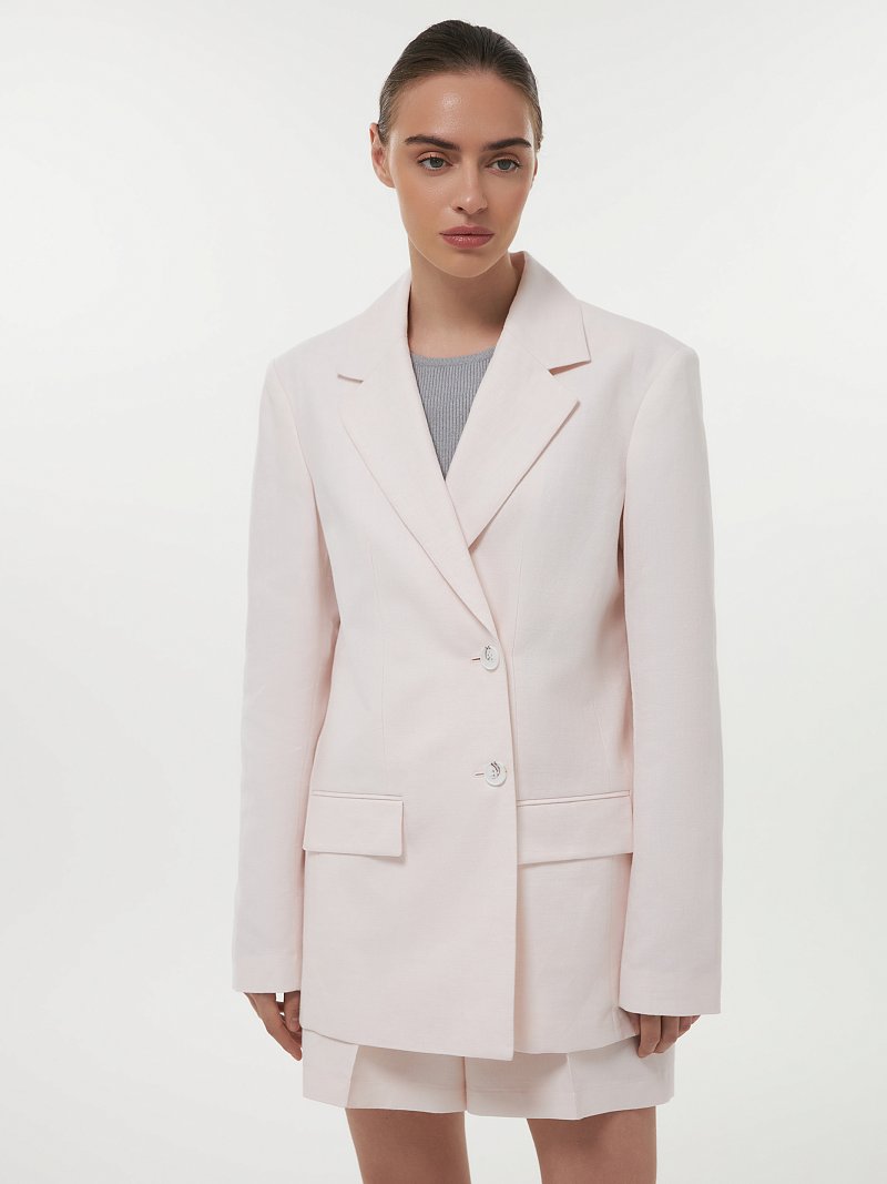 Прямой жакет из смесового льна 