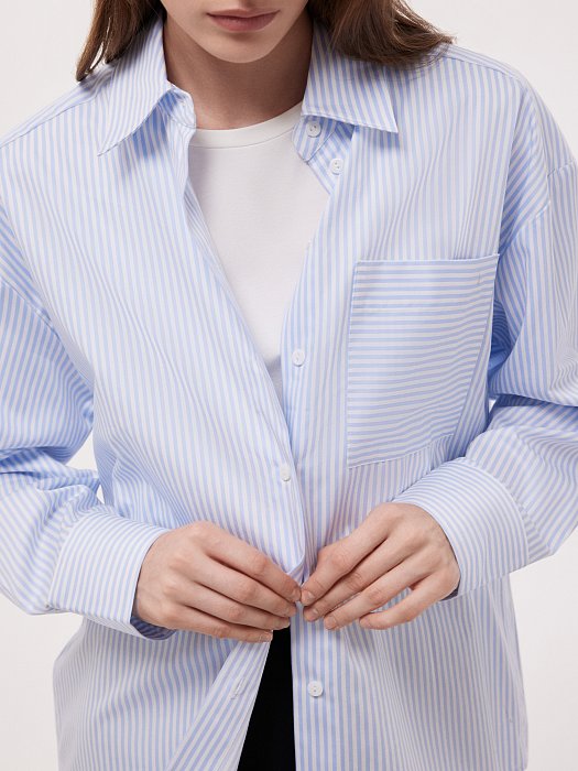 Рубашка из хлопка в полоску: фото №3