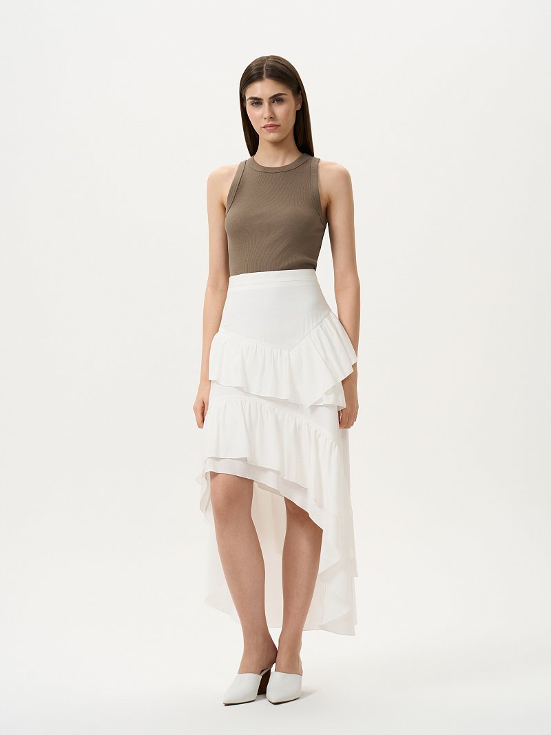 Асимметричная юбка с воланами