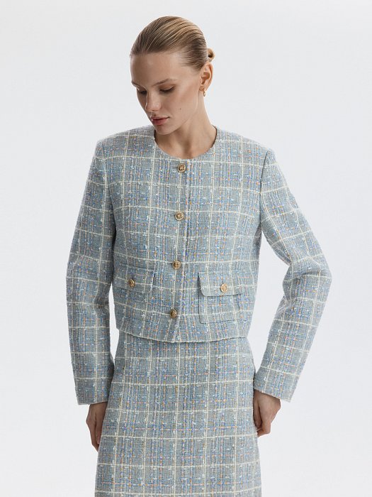 Твидовый жакет укороченного кроя: фото №2