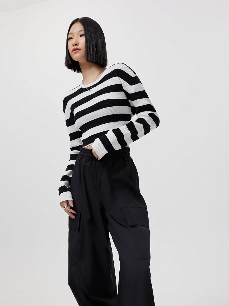 Укороченный джемпер в полоску