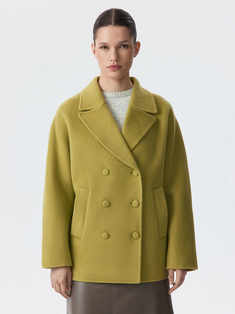 Двубортное укороченное пальто (Р158)