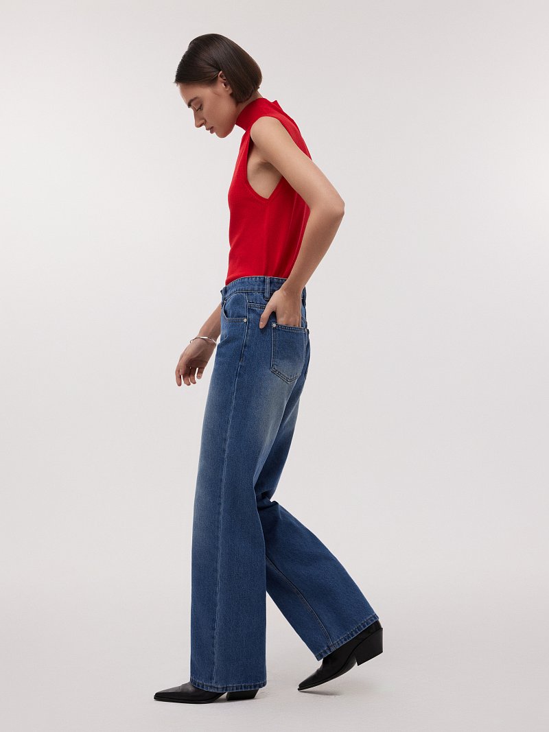 Джинсы Straight Fit с потертостями