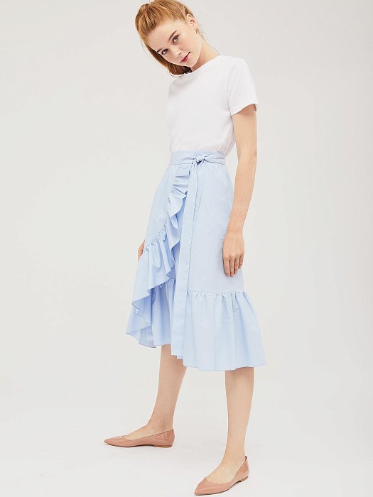 Хлопковая юбка на запах с оборкой: фото №2