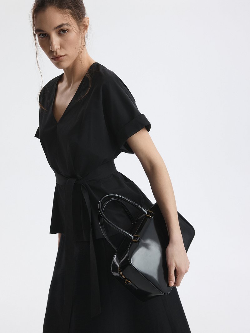 Блуза из хлопка с поясом