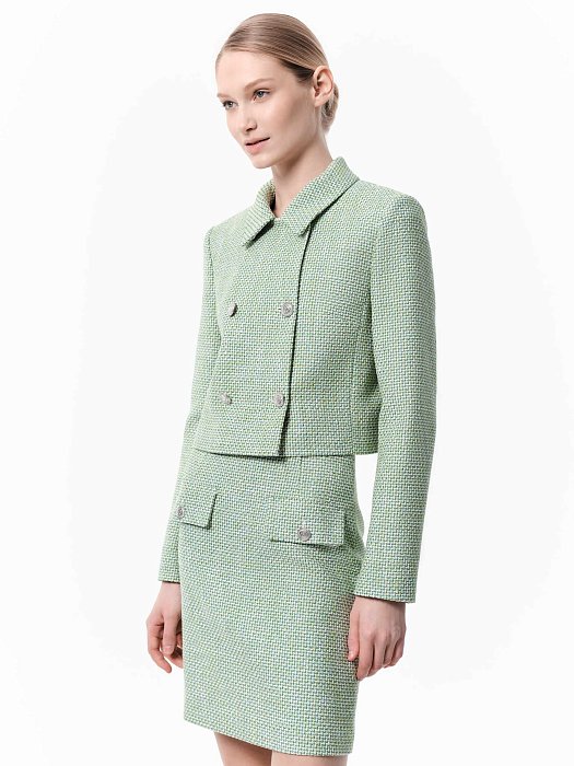 Укороченный жакет из твида: фото №3