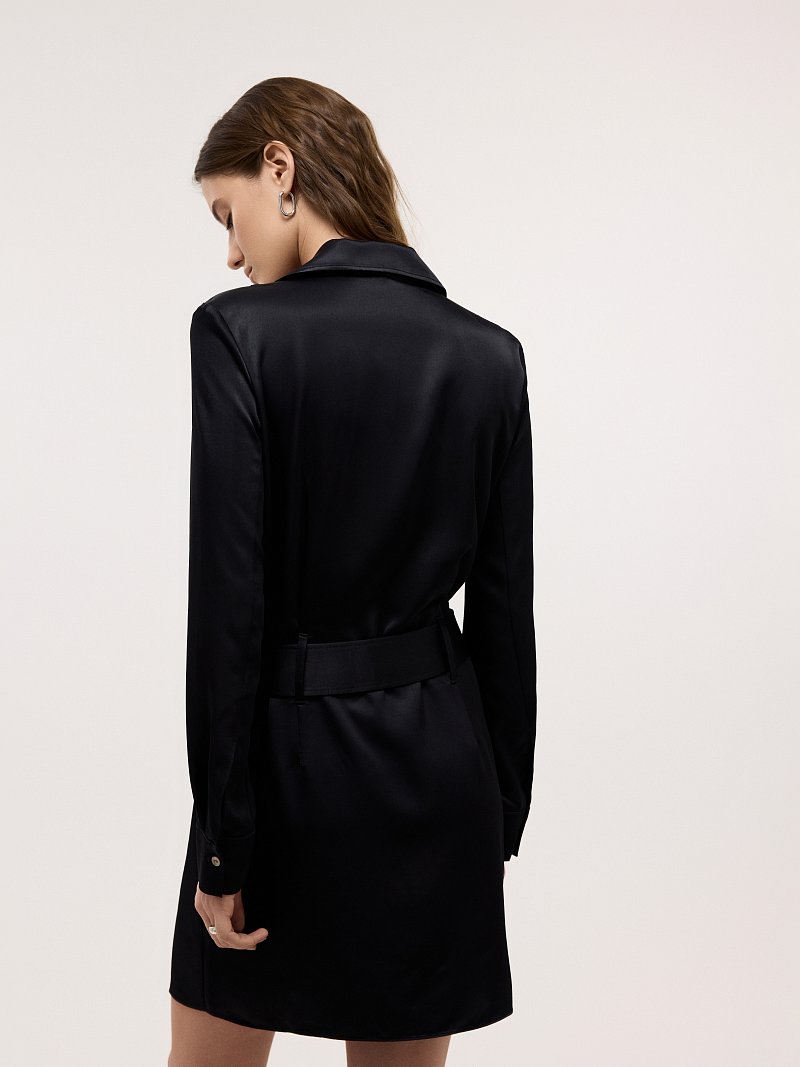 Атласное платье-рубашка