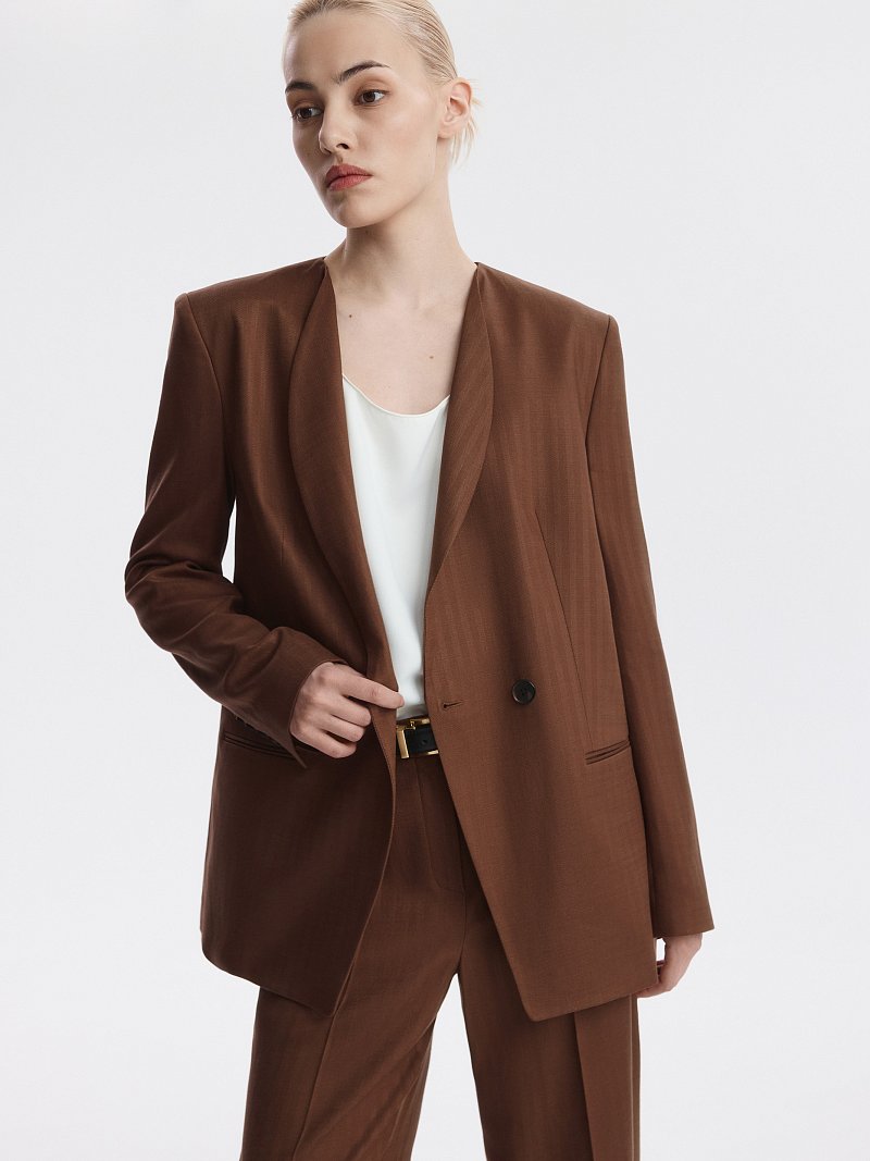 Двубортный жакет из тенселя и льна