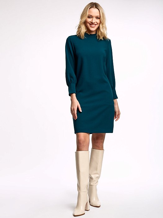 Платье с воротником-стойкой и съемным поясом: фото №2