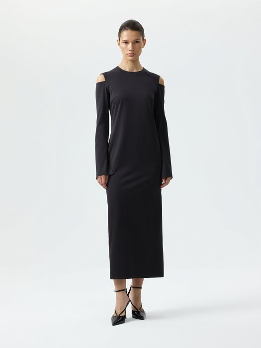 Трикотажное платье с открытыми плечами: фото №2