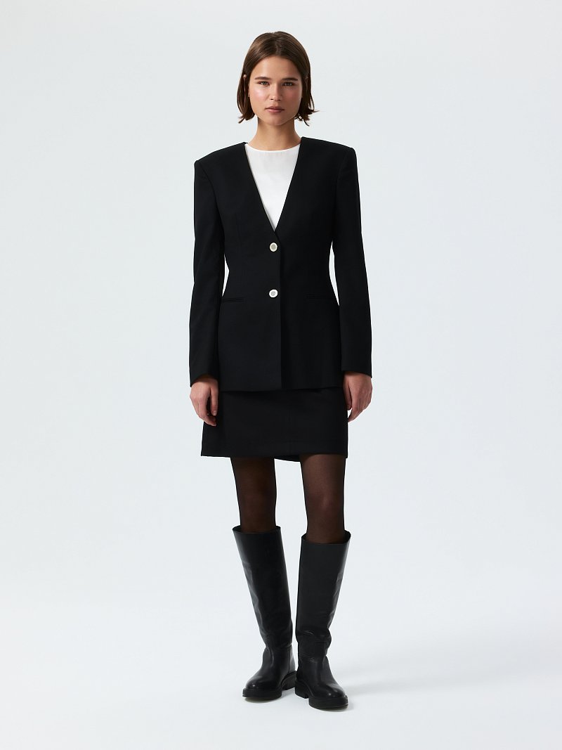 Приталенный жакет без лацканов (Р158)