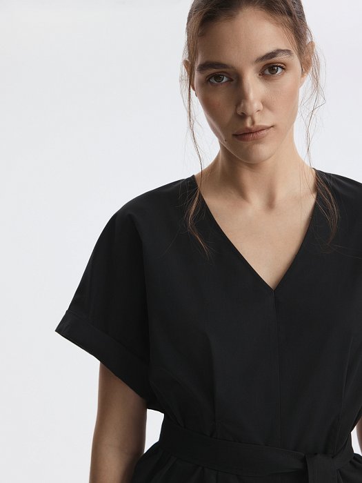 Блуза из хлопка с поясом: фото №4