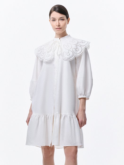 Льняное платье со съемным воротником: фото №3