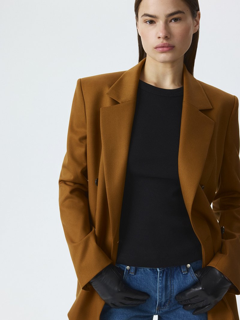 Двубортный жакет с шерстью